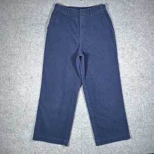 Uniqlo corduroy pants women 10 Navy Blue wide leg high waist casual work‎